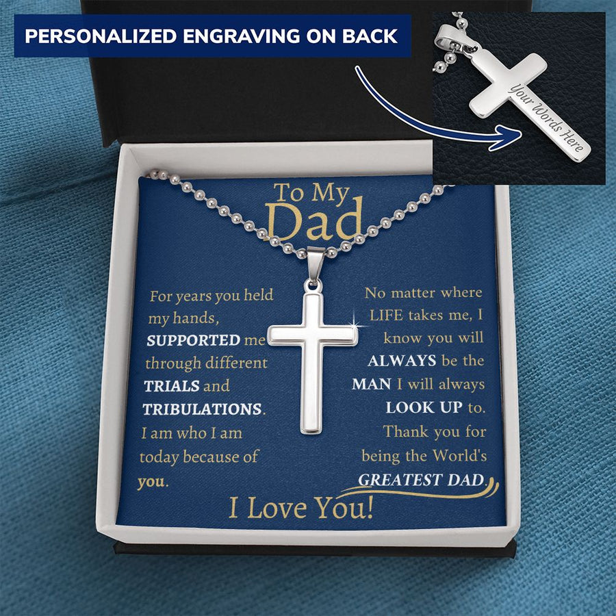 Dad | Greatest Dad (Personalized Cross Necklace)