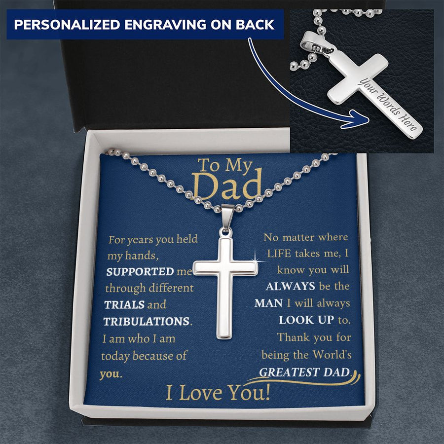 Dad | Greatest Dad (Personalized Cross Necklace)