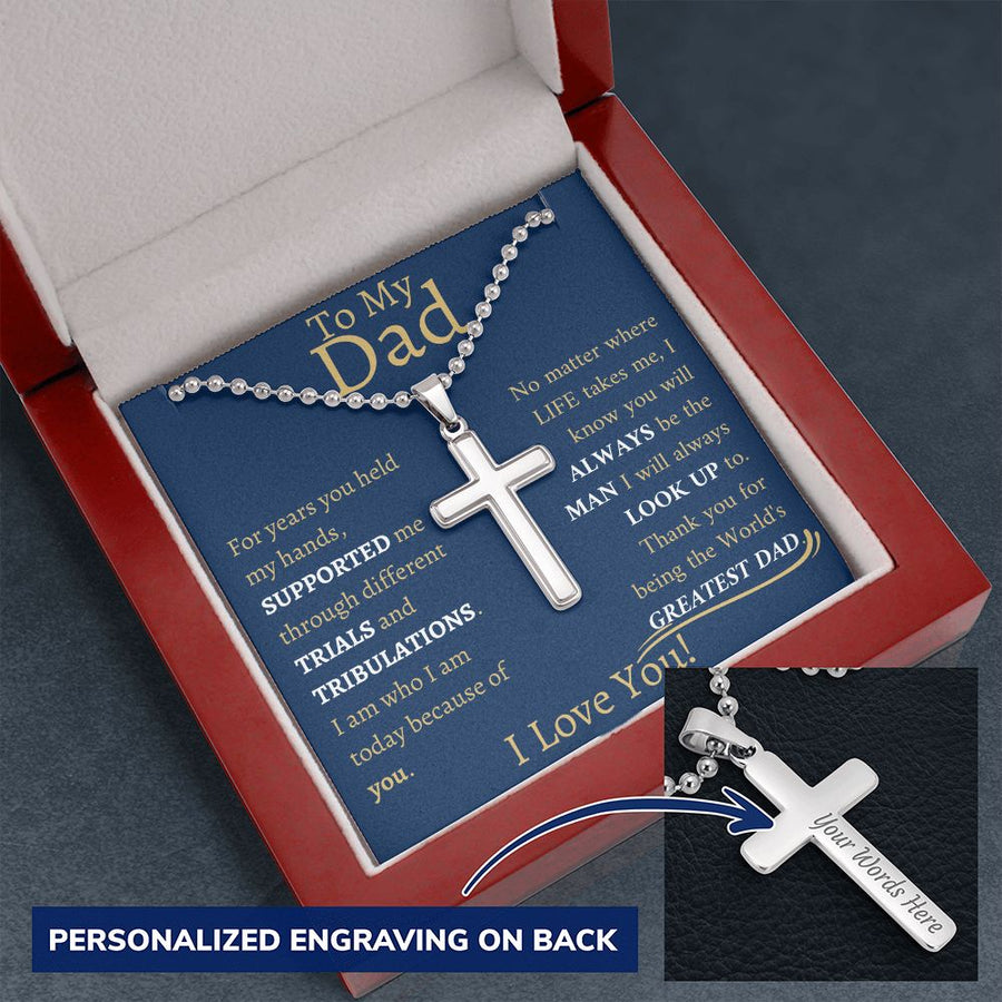 Dad | Greatest Dad (Personalized Cross Necklace)