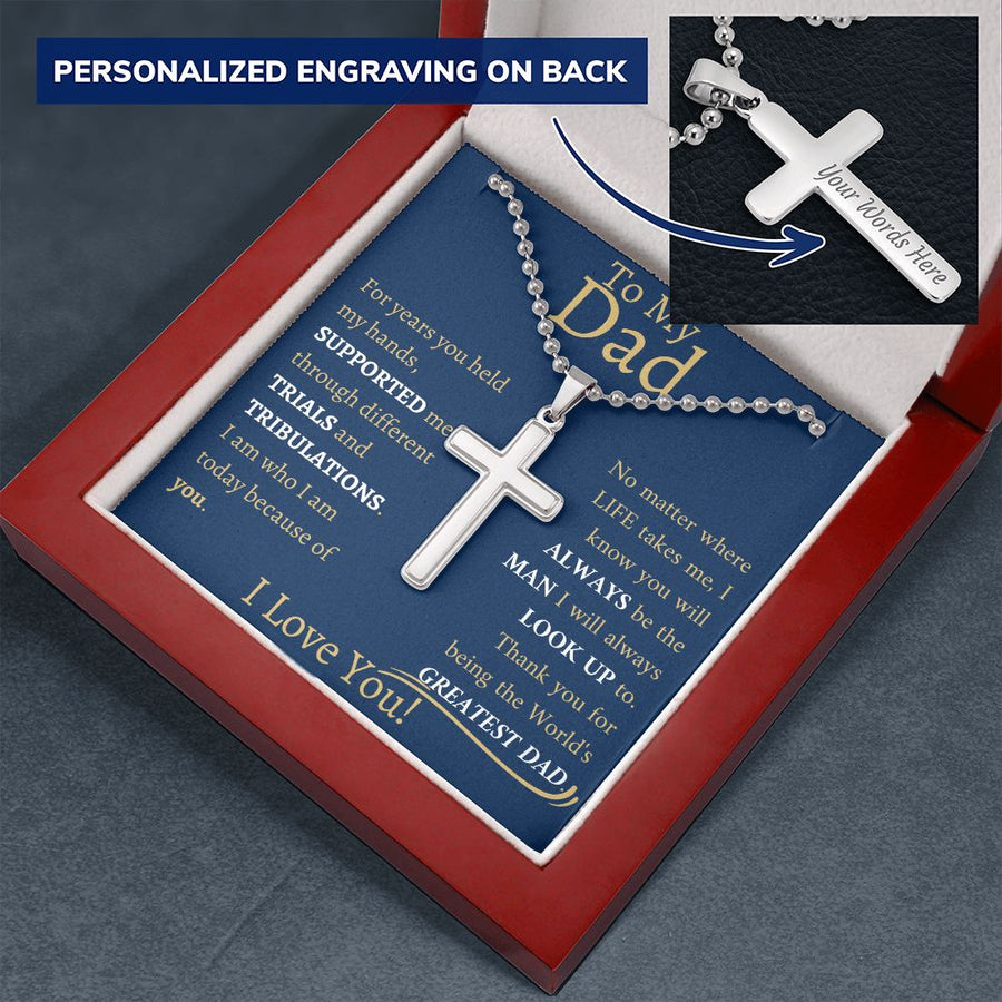 Dad | Greatest Dad (Personalized Cross Necklace)